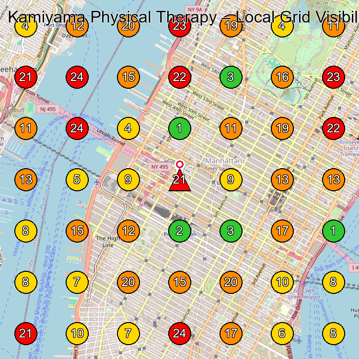 Kamiyama Physical Therapy Physical Therapist GeoGrid ranking map for New York NY